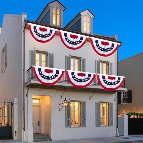 American Bunting Flags Outdoor - 1.5x3 Ft USA Patriotic Pleated Half Fan Banner Flag for Outside 4th of July Porch Decorations 6 pack - Image 4