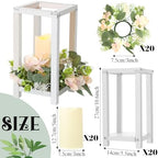 Hushee 60 Pcs Wooden Wedding Lantern Centerpiece Candles Wreaths Set,White - Image 2