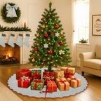Ridhi Green Stripe & Red Block Print Cotton Christmas Tree Skirt 60 Inch - Image 5