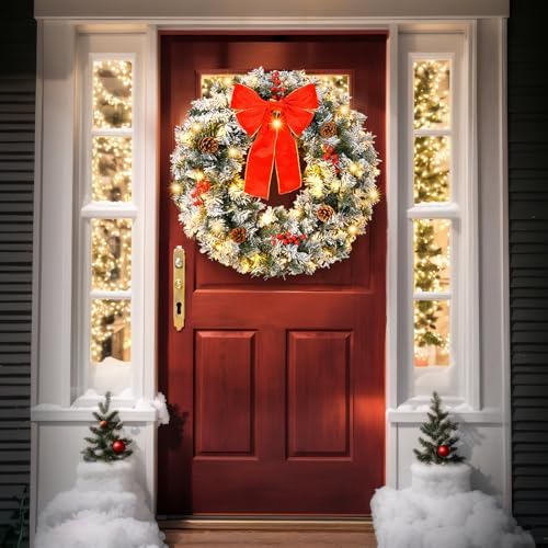 VINGLI 36" Artificial Pre Lit Christmas Wreath with 100 LED Lights - Image 2