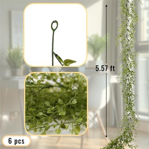 Artificial Greenery Garland, 6 Pack, 5.57ft - Image 4