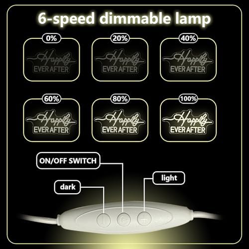 Happily Ever After LED Neon Light Sign, Wedding Neon Lights for Bachelorette Bridal Engagement Party Decoration Bridal Shower Wall Decor Valentine's Day Night Light Dimmable USB Powered(16.9"*7.9") - Image 4