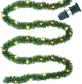Biswing 15FT Pre-lit Christmas Green Garland Upgrade, Lighted Artificial Pine Garlands with 35 Count Clear Lights, Connectable & Light Up for Indoor Outdoor Home Winter Holiday New Year Decorations by Biswing