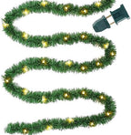 Biswing 15FT Pre-lit Christmas Green Garland Upgrade, Lighted Artificial Pine Garlands with 35 Count Clear Lights, Connectable & Light Up for Indoor Outdoor Home Winter Holiday New Year Decorations by Biswing