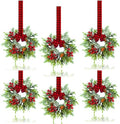 6 Pcs Small Christmas Wreath - Mini Wreaths with Red Berry Pine Eucalyptus Christmas Wreaths for Door Kitchen Cabinets Window Fireplaces Decor by JUSTOTRY