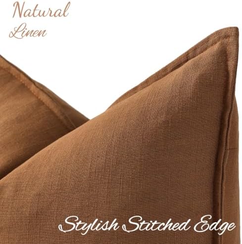 decorUhome Fall Brick Linen Throw Pillow Covers 26x26 Set of 2 - Image 2