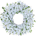 LOKEISNA Spring Wreath White Forsythia Door Wreath, 24 Inch Summer Wreaths for Front Door Outside, Artificial Handmade Forsythia Flower Wreath for Front Door Window Wall Indoor Outdoor Décor Gift by LOKEISNA