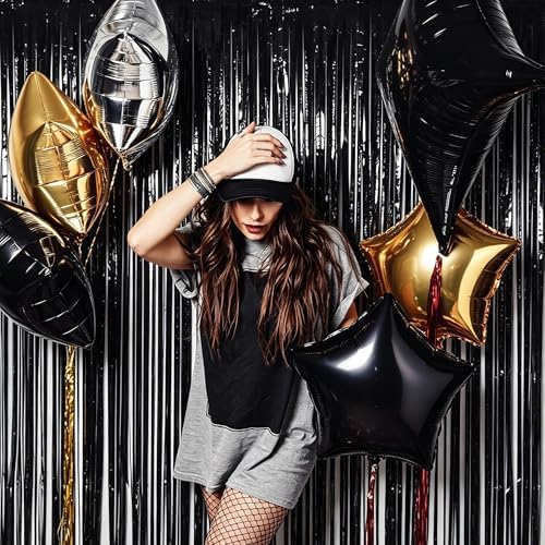 ZATAYE 8 Pack Black Halloween Foil Curtain Streamer Decorations - Image 6