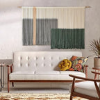 Macrame Wall Hanging Green Large Dip Dye Fiber Wall Art Bohemian Yarn Tapestry Wall Décor 57''W*35''L - Image 3