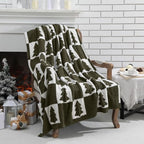 Buryeah Christmas Tree Knit Throw Blanket, 50 x 60 Inch Reversible Knitted Throw Blanket, Cozy Soft Lightweight Gift for Couch Sofa Bed(Olive Green) by Buryeah