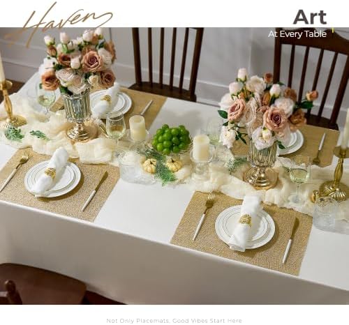 Leetaltree Gold Placemats Set of 12 - Heat Resistant Non-Slip Place mats for Dining Table, Washable Durable PVC Vinyl Woven Table Mats(Luxury Gold, 12) - Image 7