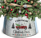 Small Metal Christmas Tree Collar 21 Inch Diameter Base, Small Tree Collar for Slim Trees, Christmas Truck Decorations by cocomong