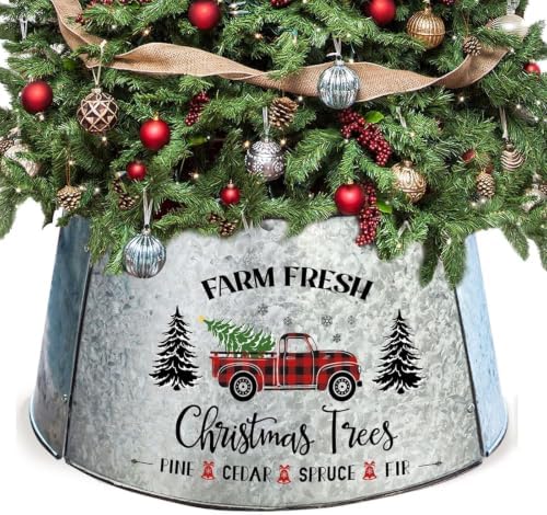 Small Metal Christmas Tree Collar 21 Inch Diameter Base, Small Tree Collar for Slim Trees, Christmas Truck Decorations by cocomong