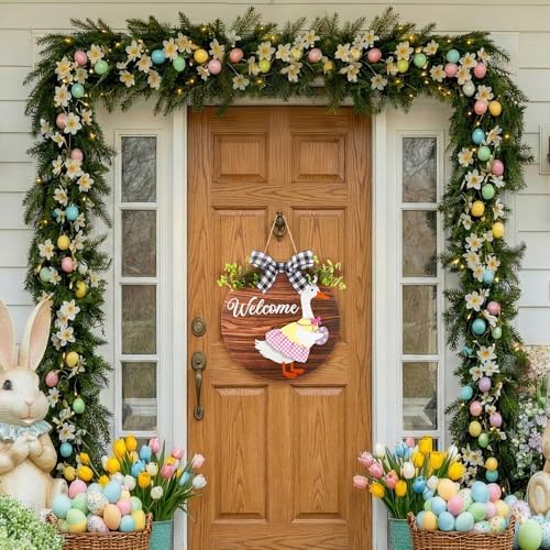 Lineshading 16 Pcs Wooden Interchangeable Goose Welcome Sign, Brown - Image 5