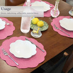 AHHFSMEI Round Faux Linen Placemats Set of 8 Heat Resistant Non-Slip Stain Proof Table Mats for Kitchen Dining Elegant Decor Place Mats (8, Pink) - Image 4