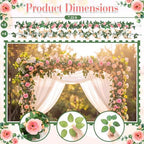Suncalla 8 Pack 6.56Ft Artificial Rose Flower Garland Silk Flocked Pink Rose Garland Faux Eucalyptus Flower Vine for Wedding Party Table Centerpiece Arch Background Decoration(Eucalyptus) - Image 2