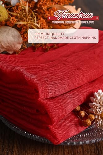 100 Pieces Cloth Napkins Red Dinner Cheesecloth Napkins for Wedding,Wrinkled Cloth Napkins Bulk for Home Party Rustic Table Decoration, 17 x 17 Inch - Image 7