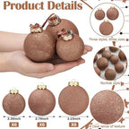 Yunlly 18 Pcs Neutral Christmas Ball Ornaments Textured Xmas Tree Decor Set - Image 3