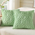 decorUhome Faux Fur Light Sage Green Throw Pillow Covers 26x26 Set of 2 by decorUhome