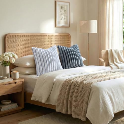 Pallene Faux Fur Decorative Throw Pillow Covers 24x24 Set of 2, Ombre Blue - Image 5