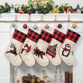 LUBOT Christmas Stockings Set of 5 Large Family Xmas Stocking 20" Silhouette Buffalo Red Plaid Fireplace Hanging Holiday Decor 5 Pack by LUBOT