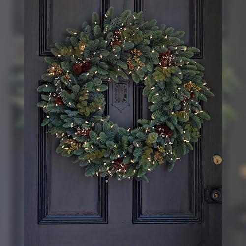 Balsam Hill Mountain Meadow Christmas Wreath - Premium True Needle Front Door Wreath with Natural Elements & Battery-Operated LED Clear Lights for Indoor and Outdoor Holiday Decorating, 26" - Image 3
