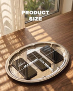 4-Pack 15.7" x 11.8" Silver Serving Trays for Party Set - Lightweight Oval Floral Engraved Silver Platter, Stainless Steel Wedding Vintage Tray for Food, Charcuterie, Cookie, Desserts - Image 3