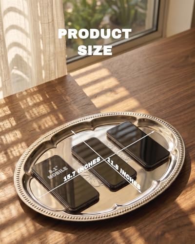 4-Pack 15.7" x 11.8" Silver Serving Trays for Party Set - Lightweight Oval Floral Engraved Silver Platter, Stainless Steel Wedding Vintage Tray for Food, Charcuterie, Cookie, Desserts - Image 3