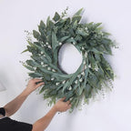 26" Large Artificial Eucalyptus Wreath with Seeds for Front Door(Green) - Image 5