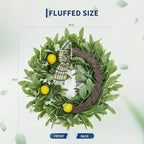 Garvee 20 Inch Lemon Wreath for Front Door, Spring Summer Wreath with Artificial Yellow Lemon, Lamb Ear Leaves & Bow for Famhouse Porch Home Kitchen Wall Decor - Image 6
