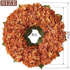 21" Fall Artificial Hydrangea Flower Wreath for Front Door Decor(Orange) - Image 6