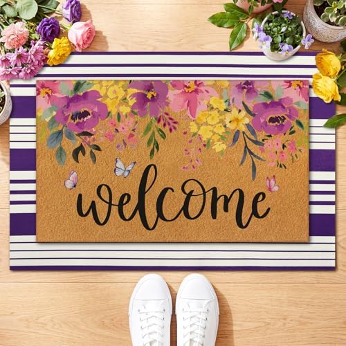 Tinideya 2 23.6 X 35.4 Inches Purple Flowers Purple and White - Image 6