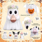 Simgoing 5 Pcs Pastel Ghost Figurines Cute Pink Halloween Decorations - Image 6