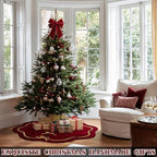 Arrowbash Red 84 Inch Christmas Tree Skirt Velvet Scallop Ddge - Image 2