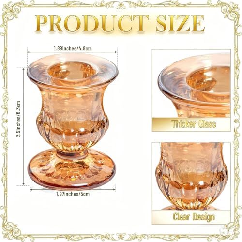 48 Pcs Clear Glass Taper Candle Holders Bulk, 2.5 in Taper Candle Holder - Image 2