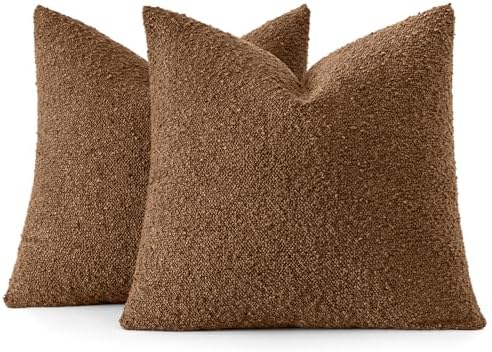 MIULEE 20x20 Decorative Boucle Couch Pillow Covers Sudan Brown - Image 6