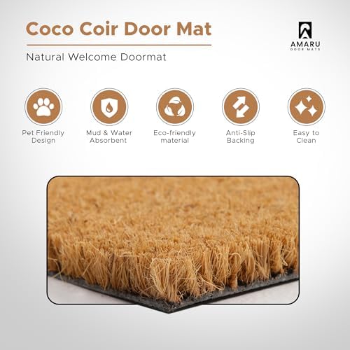 Coir Welcome Mat, Non-Slip, Owl, 17 x 29 in - Image 3