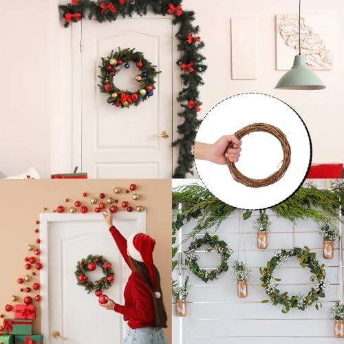 14 Pcs 8 inch Natural Grapevine Wreath Set, Hand-Woven Vine Branch Wreaths for DIY Crafts, Christmas Decorations, Home & Event Styling - Image 7
