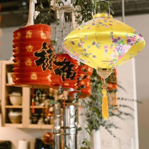 Oval Silk Vietnamese Japanese Hanging Oval Hoian Lamp Asian Vietnam Flower Oriental Festive Lamp Wedding Decor - Image 3