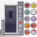 Perfnique Interchangeable Welcome sign for front porch standing, 47 x 7.9 Inch Black Wooden Leaner Sign with 10 Interchangeable Designed Icons, Morden Farmhouse Rustic Seasonal Decor for Spring Easter by PERFNIQUE