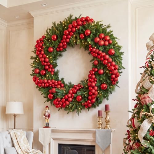 Silipull 5 Pcs 2.3 ft Large Christmas Ball Garland Ornaments, Red - Image 6