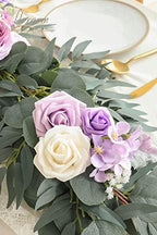 Floroom 6ft Artificial Eucalyptus Garland with Flowers Fake Greenery Faux Floral Vine Garland for Table Decor Wedding Centerpieces Bridal Shower Party Decorations, Lilac & Lavender - Image 4