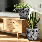 Ceramic Plant Pots With Saucer & Drainage Hole, 8 inch Indoor Flower Pots - Image 2