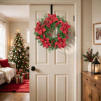 SHACOS Artificial Christmas Wreath 24" Poinsettia Flower Wreaths - Image 6