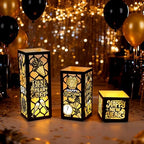 VIHOSE 12 Sets Happy New Year Centerpieces for Table 2026 New Years Lanterns with Candle Black and Gold Glitter Table Decorations for 2026 Eve Party Decoration Supplies - Image 3
