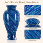 Dark Blue Hand Blown Glass Vase 11.8" Tall Beautiful Designer Flower Vase - Image 6