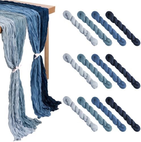Remagr 12 Pcs Gradient Blue Cheesecloth Gauze Table Runners by Remagr