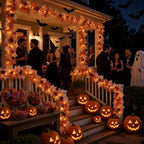 Fall Decorations for Home 9FT Fall Garlands with Lights Large Maple Leaves with Berries and Pinecones Plug in 50 Warm Incandescent Bulbs for Indoor Outdoor Autumn Halloween Harvest Decorations(2Packs) - Image 6