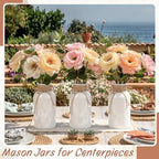6 Pack Mason Jar Vases for Centerpieces, White Glass Flower Vase - Image 5