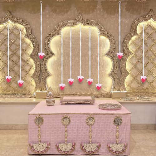 10 Pcs Diwali Decorations Lotus Hangings Garlands Pearl Flower - Image 4